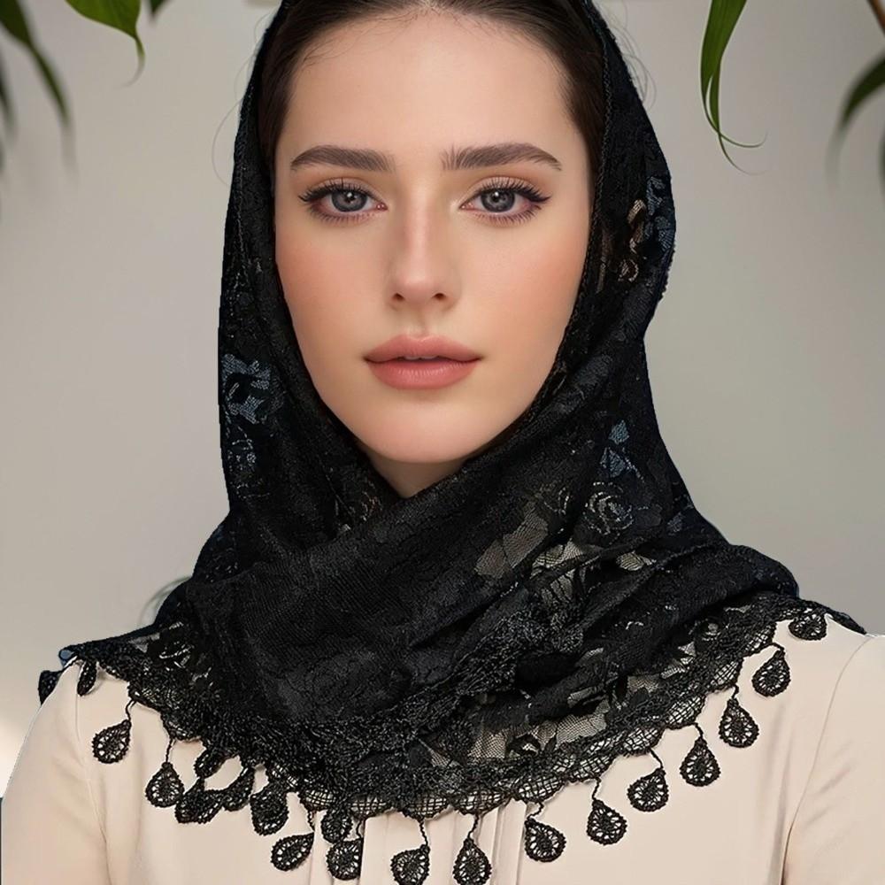 Breathable Mantilla Veils Embroidery Headwrap Vintage Head Cover  Church