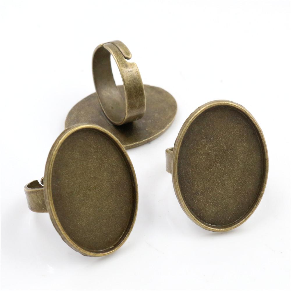 

18x25mm 5pcs Antique Silver Plated/ Bronze/Black Brass Oval Adjustable Ring Settings Blank/Base,Fit 18x25mm Glass Cabochons
