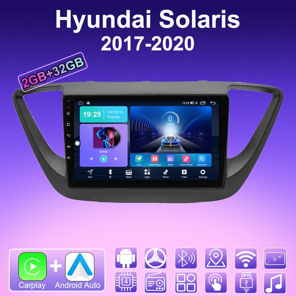 2 DIN Android Carplay Car Radio For Hyundai Solaris 2017-2020 Multimedia Player Head Unit Stereo GPS Navigation BT WIFI 2+32GB