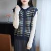 Office Versatile Thick Jacquard Vest For Women V Neck Knit Sweater Vest Autumn Winter New Style Inner Wear Design Sense Coat