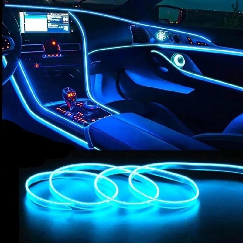 5M Car Environment El Wire LED USB Flexible Neon Interior Lights Car Decorative Accessories Dome Lights 6