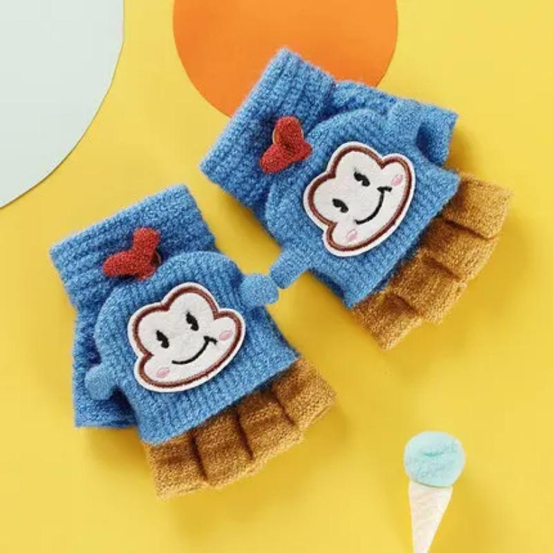 

Перчатки с откидной крышкой до половины пальцев, милые детские перчатки с героями мультфильмов, зимние теплые вязаные перчатки для детей, мальчиков и девочек, От 1 до 5 лет, аксессуары для малышей