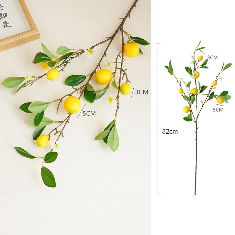 Lifelike Artificial Lemon Branches Fake Lemon Twigs for Home Wedding Party Floral Arrangements Realistic Faux Flowers
