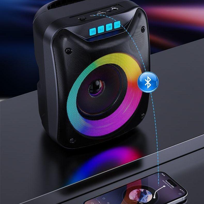 Przenośny Bezprzewodowy Głośnik Bluetooth z basowym głośnikiem stereo Subwoofer światło imprezowe disco LED flash radio FM Zewnętrzny głośnik bezprzewodowy