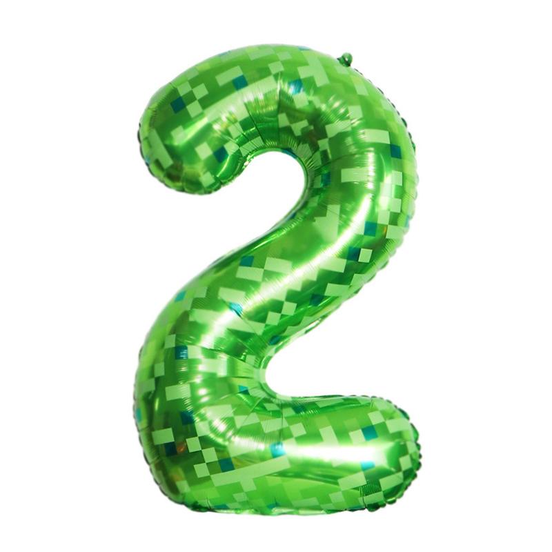 40Inch Green Mosaic Number Foil Balloon Kids Boys Game Theme Birthday Party Decoration Favors 0-9 Digital Balloon Supplies Gift