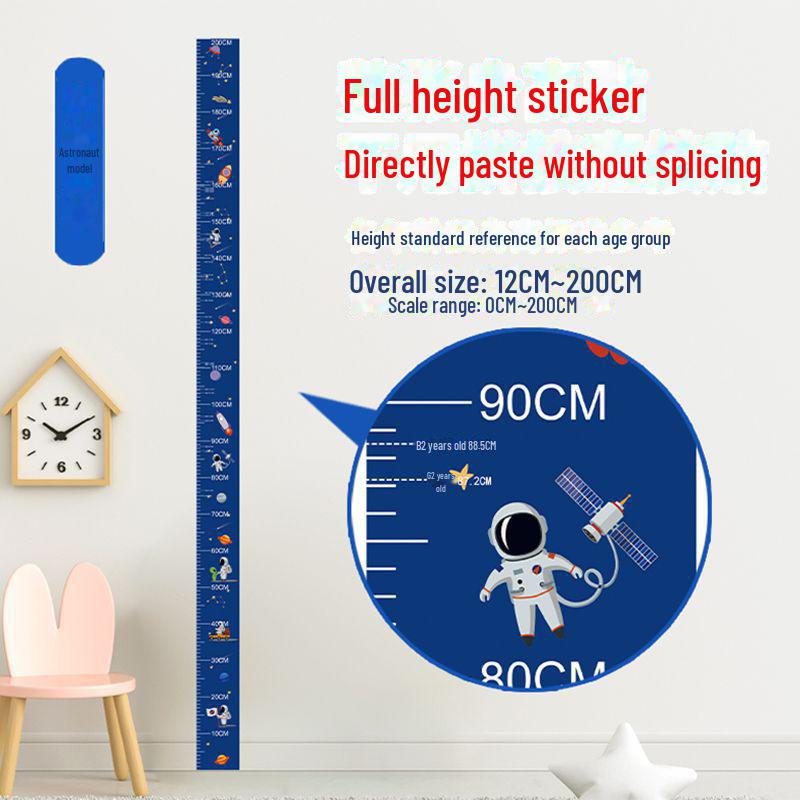 Children's Room 2m Self-Adhesive Height Chart Stickers - Cartoon Design for Baby Measurement & Wall Decoration