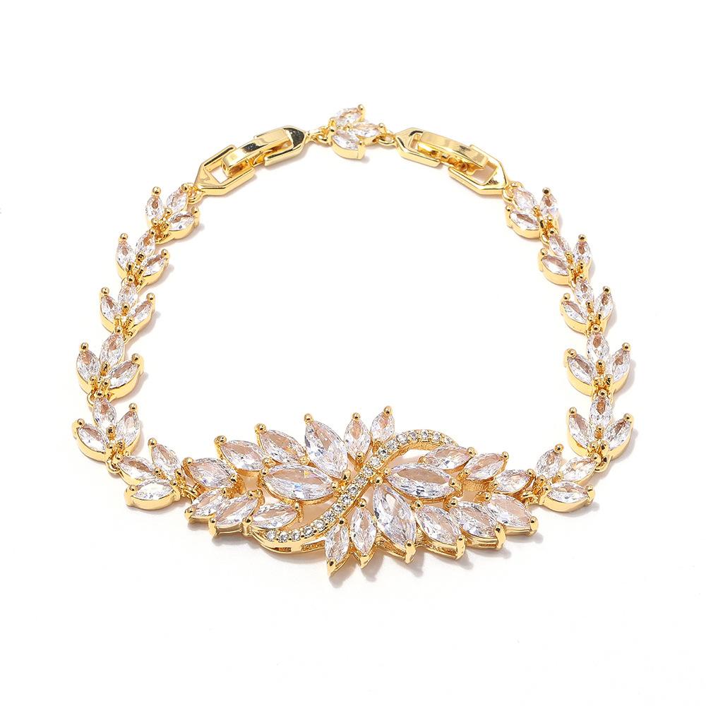 Jewelry Ice Linghua European and American Temperament Zircon Bracelet Full of Diamonds Inlaid Jewelry Multi-color Free Extended Buckle.