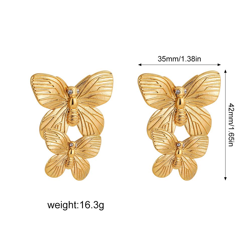 Individual Butterfly Insect Stainless Steel Earrings 18K Gold Color Waterproof Earring Elegant Dangling Charm Jewelry for Women