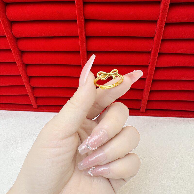 Exquisite Sand Gold Open Ring for Women: High-End Niche Design, Light Luxury Style, Long-Lasting Color, Imitation Gold.