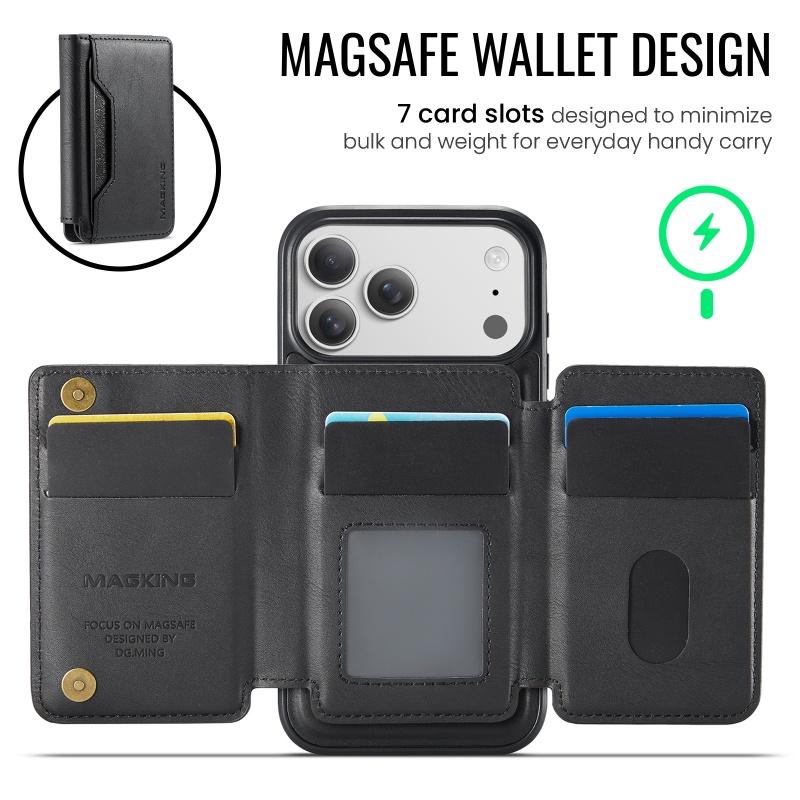 Magsafe Leather Flip Wallet Phone Case For iPhone 17 Air 17 Pro Max 2 In 1 Detachable Card Slots Cover Hoesje Coque Etui Bag