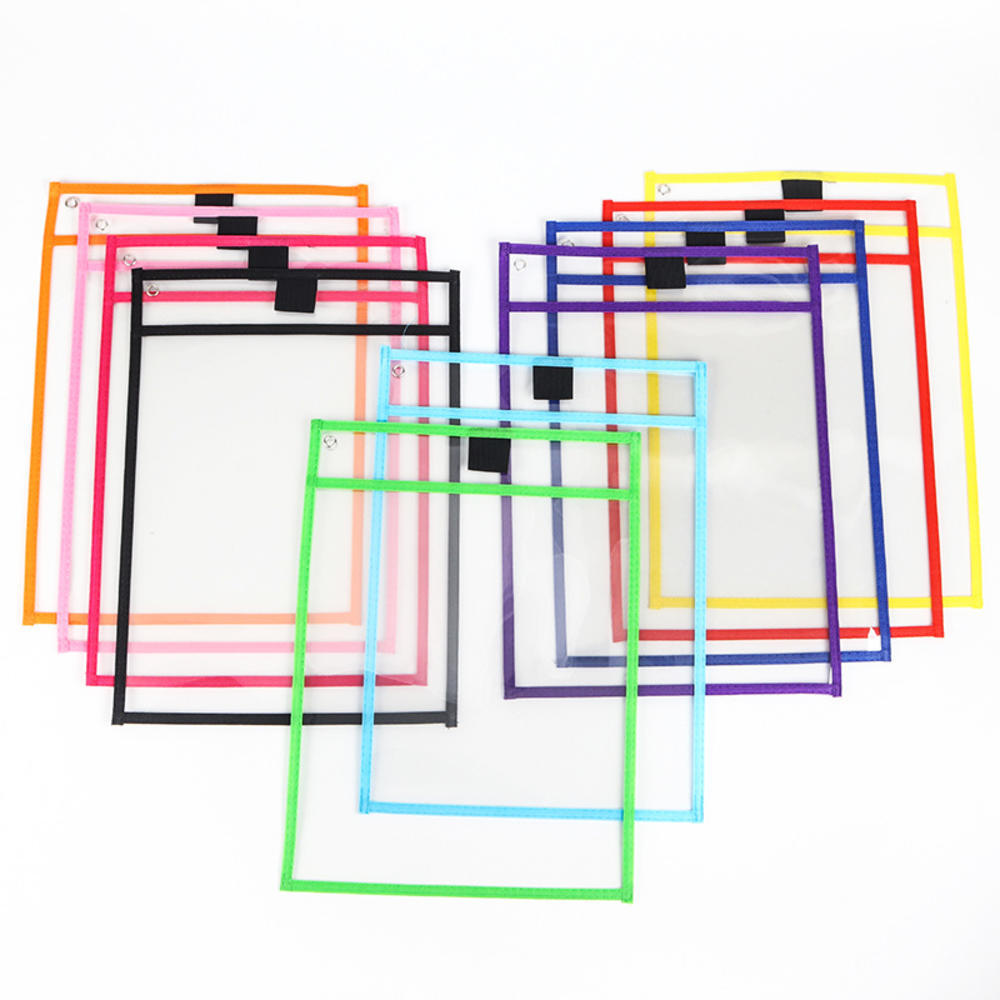 1pcs Random Reusable Dry Erasable Pockets Transparent Write and Wipe Drawing Board Shop Ticket Holder File Storage Bag