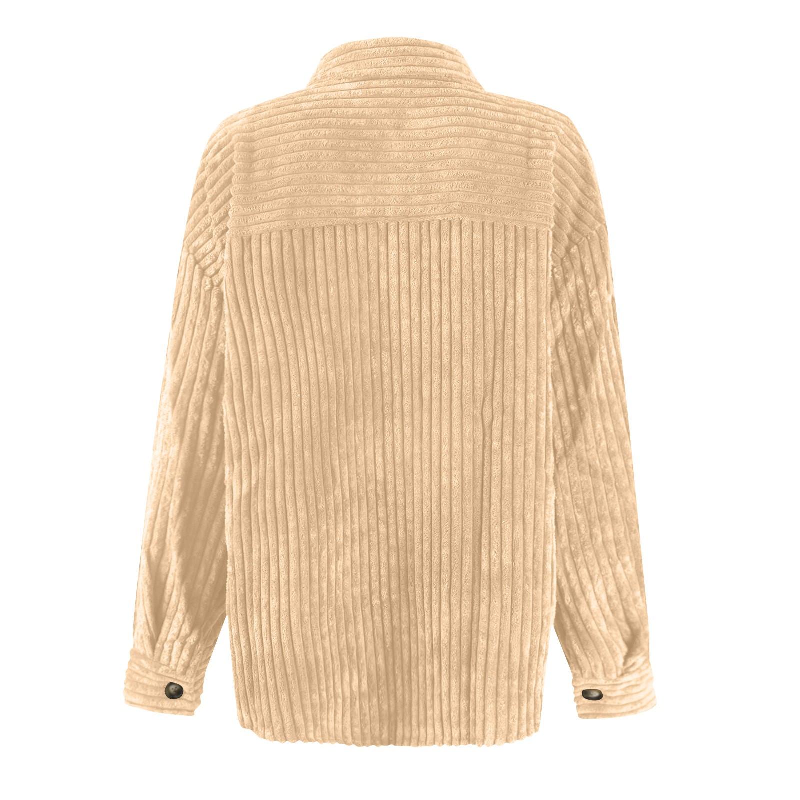 Женская осенне-зимняя однотонная модная полосатая рубашка с большим карманом S зелёный — фото 4