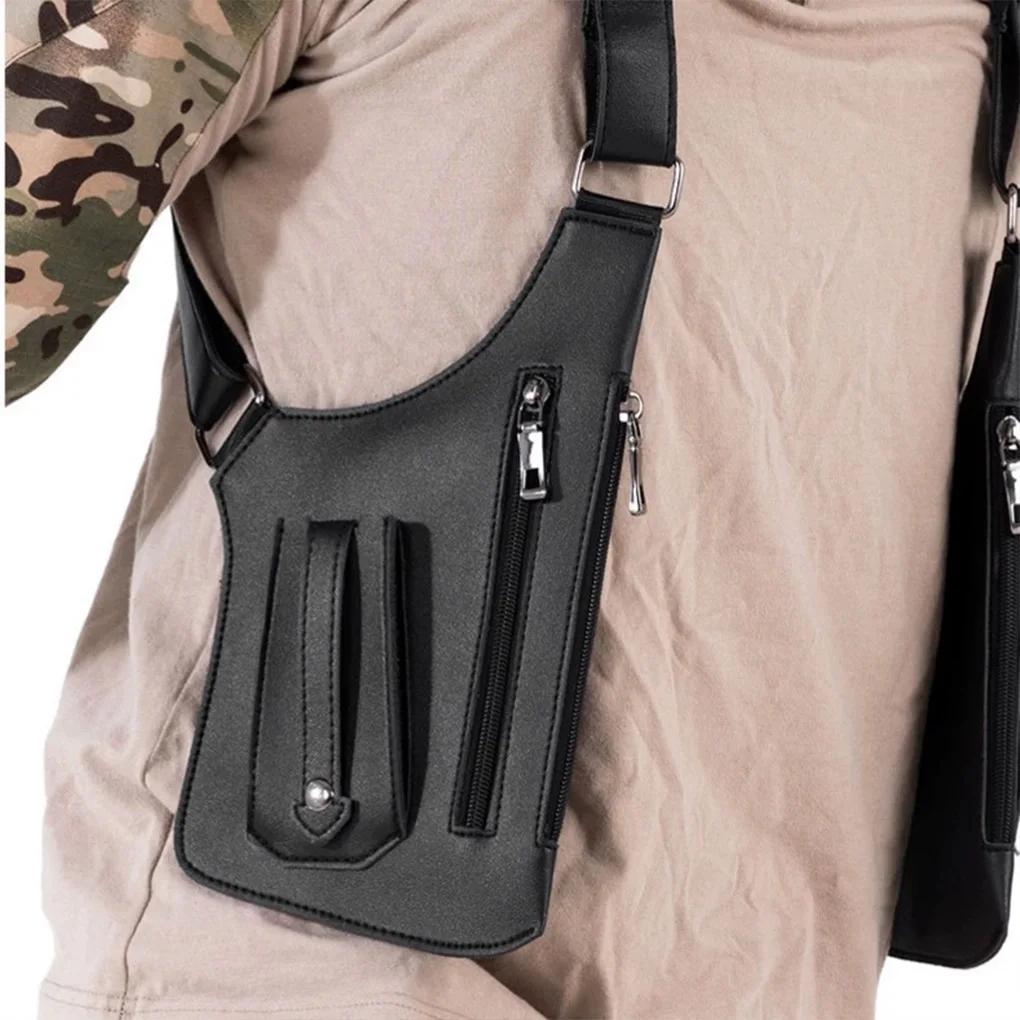 Double Shoulder Strap Men's Chest Rig Bag Multi-Pocket Outdoor Anti-Theft Tactical Fishing Bag Waterproof PU Multi-Purpose Pack