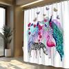 1pc Tropical Animal Shower Curtain with Peacock, Zebra, Flamingo, Colorful Butterflies & Roses - Whimsical Fantasy Design,