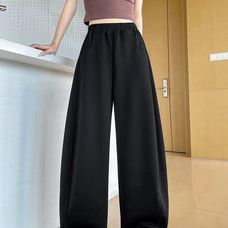 Women's Spring High Waist Wide Leg Sweatpants - Casual, Slimming American Style