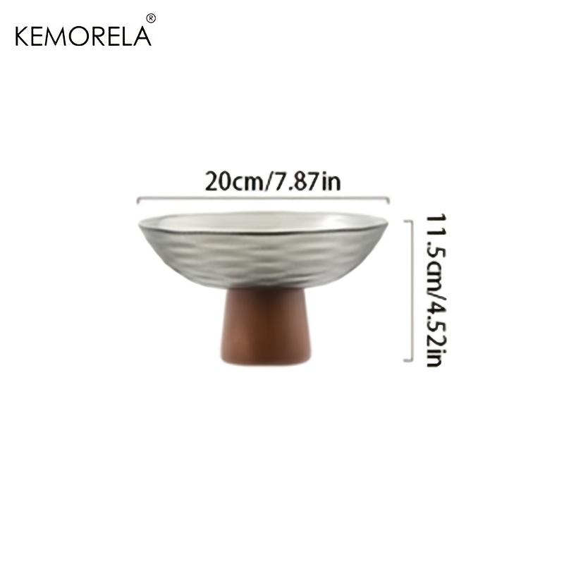 

KEMORELA Vertical Stripe Glass Fruit Tray Elegant Wooden Stand Perfect For Coffee Table Decor Serving Apples Nuts And Candies