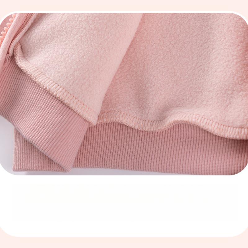 Bluza dziecięca Jesienna z polarową podszewką Jednokolorowa kurtka Urocza bluza z kapturem dla niemowlaka