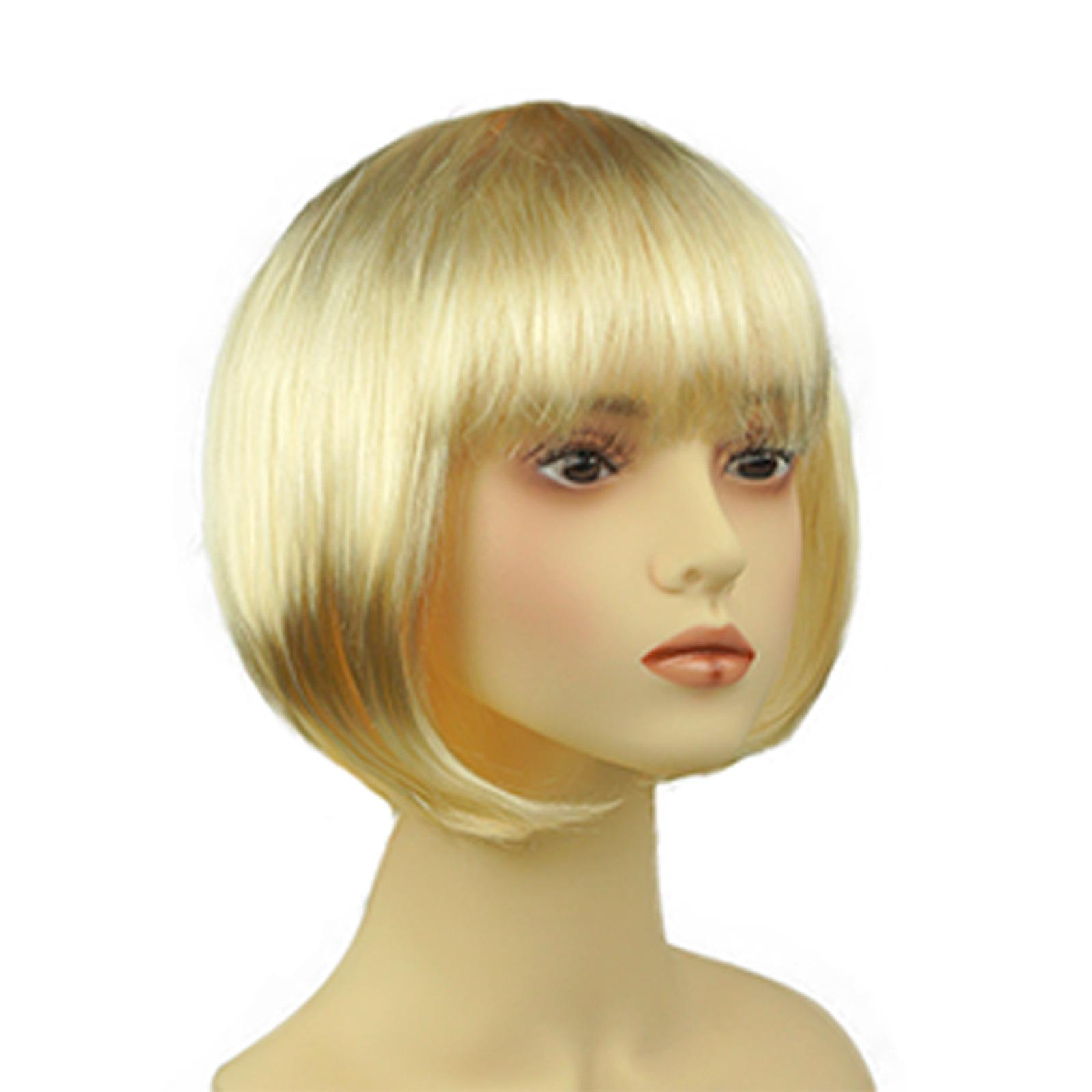 

1 штука короткий прямий боб перука з пласким чубчиком кольорове синтетичне волосся для косплею, щоденного носіння, вечірки, костюма та моди One Size