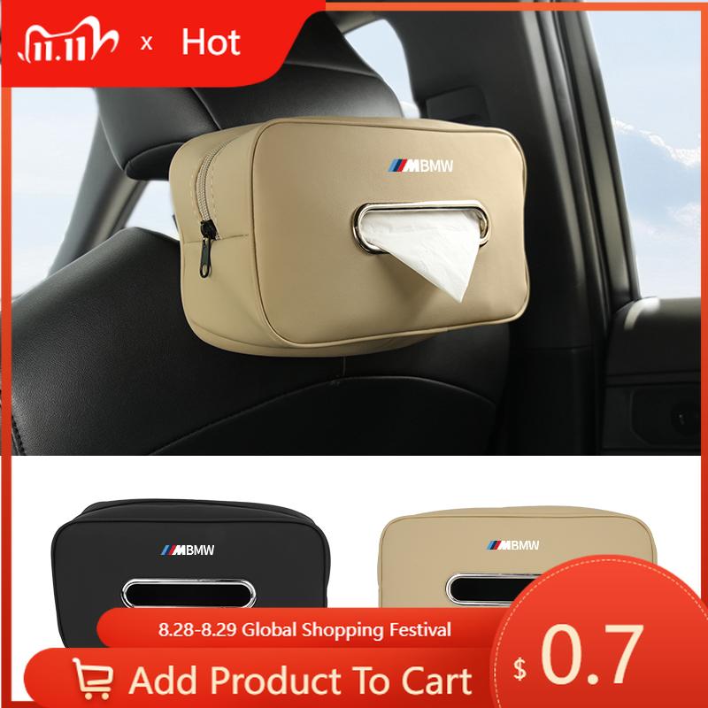 Car Sticker 2025 Hot Car Seatback Tissue Box Armrest Paper Napkin Storage Bag Accessories For BMW Performance X1 X3 X5 E39 E46 E