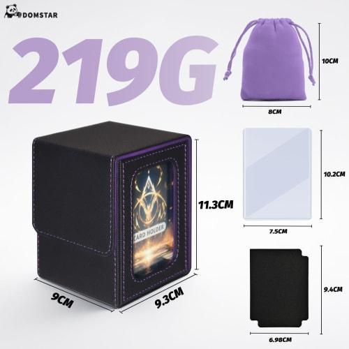 Domstar Deck Case, Card Case for Trading Cards, with Double Card Display Window, Waterproof Leather, Holds 100 Double-Sleeved Cards, Includes Two Comp