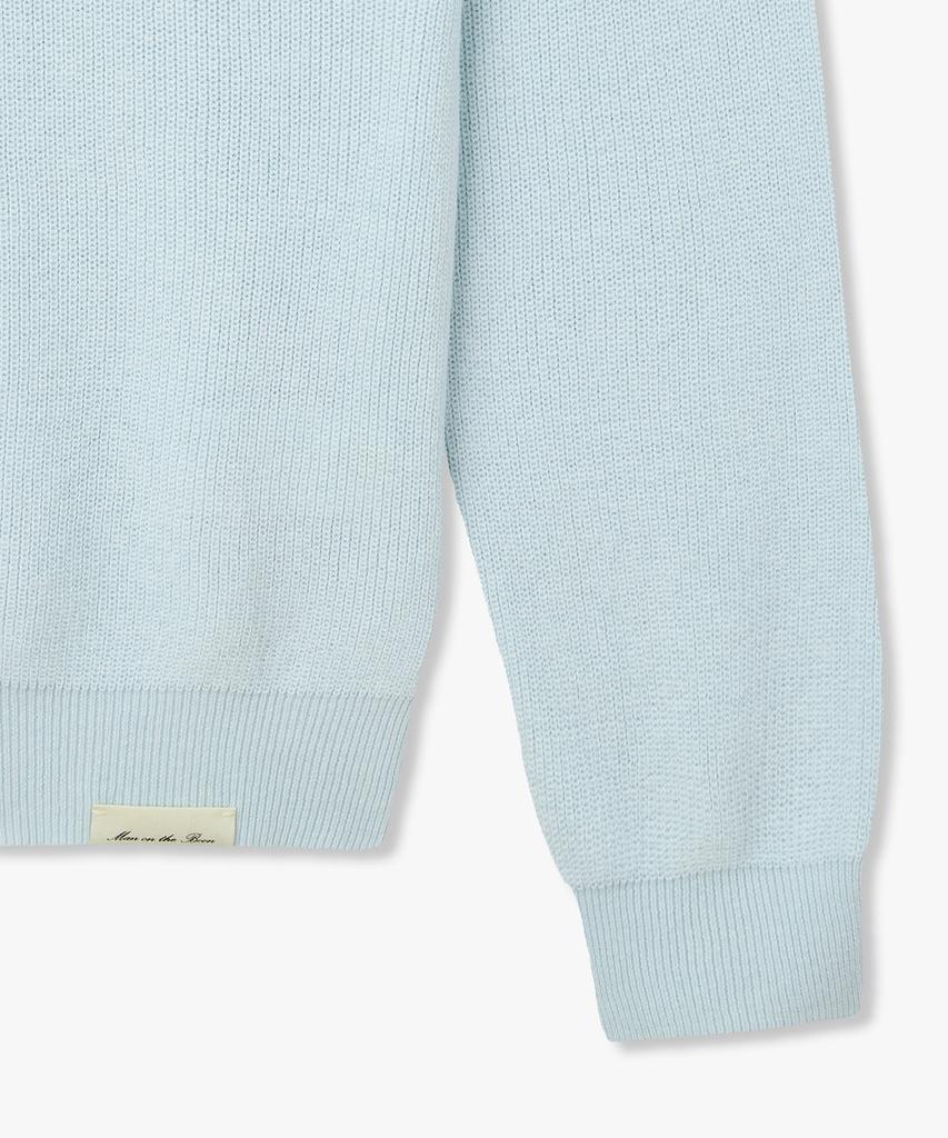 MAN ON THE BOON Linen Blend V-Neck Knit Pullover_Sky Blue 4716113008