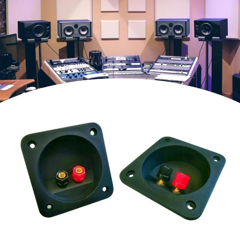 2 Way Speaker Box Clamp, DIY Home Car Stereoes Binding Post Square Spring Cup Connectors Speaker Junction Box Back Panel