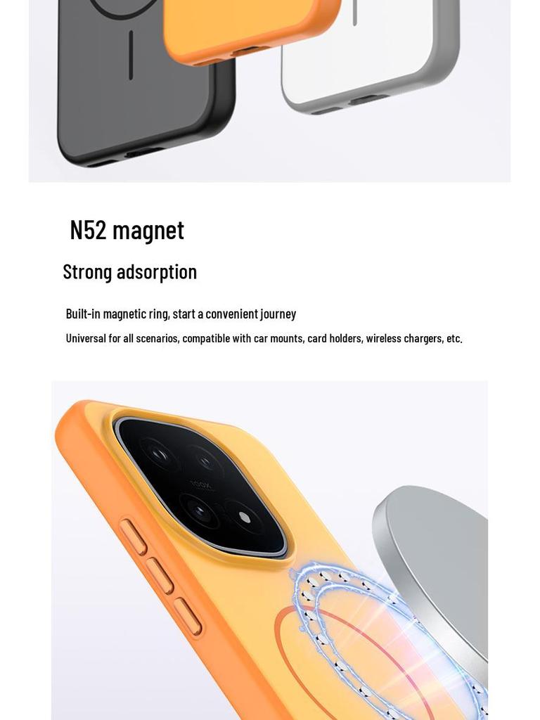 Oppo Find X9 Pro Matný magnetický kroužek, Pocit kůže, Odolný proti pádu, Barevné blokování, Kompatibilní s iQoo 15