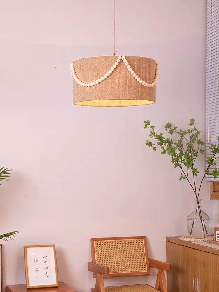 Bohemian Retro Wood Bead Creative Dining Living Kitchen Hotel Handmade Woven Rattan Australia Popular Pendant Lamp