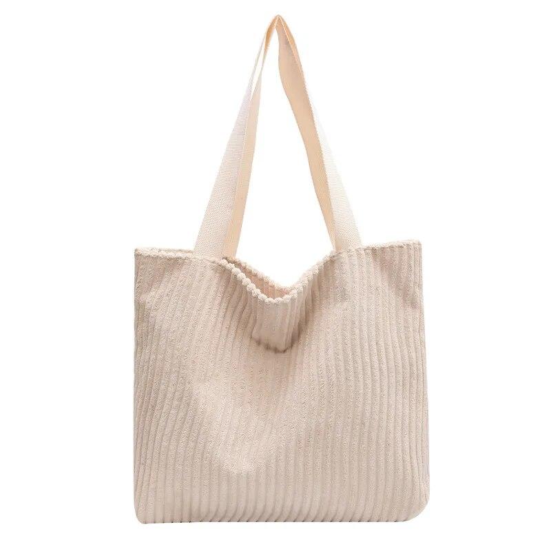 

Women s Bag Corduroy Large Capacity Commuting Women s Tote Bag Zipper Students Handbag Shopping (30cm<Max Length<50cm) бежевый