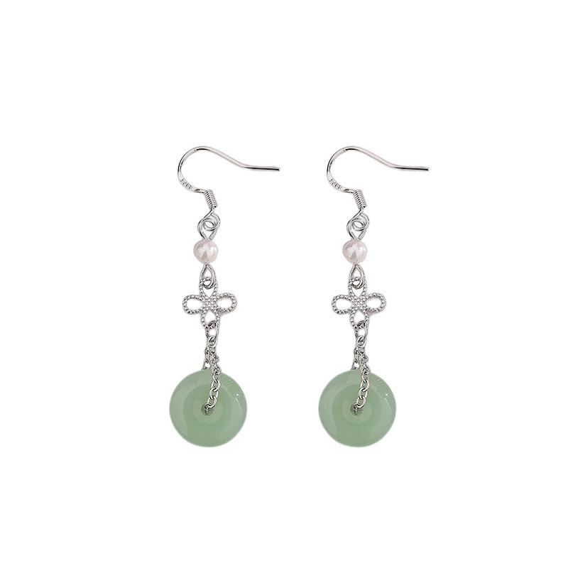 Chinese Knot Retro Pearl Ear Hooks Hanfu National Tide Highgrade Pearl Ear Drops Tassel Pendants Ear