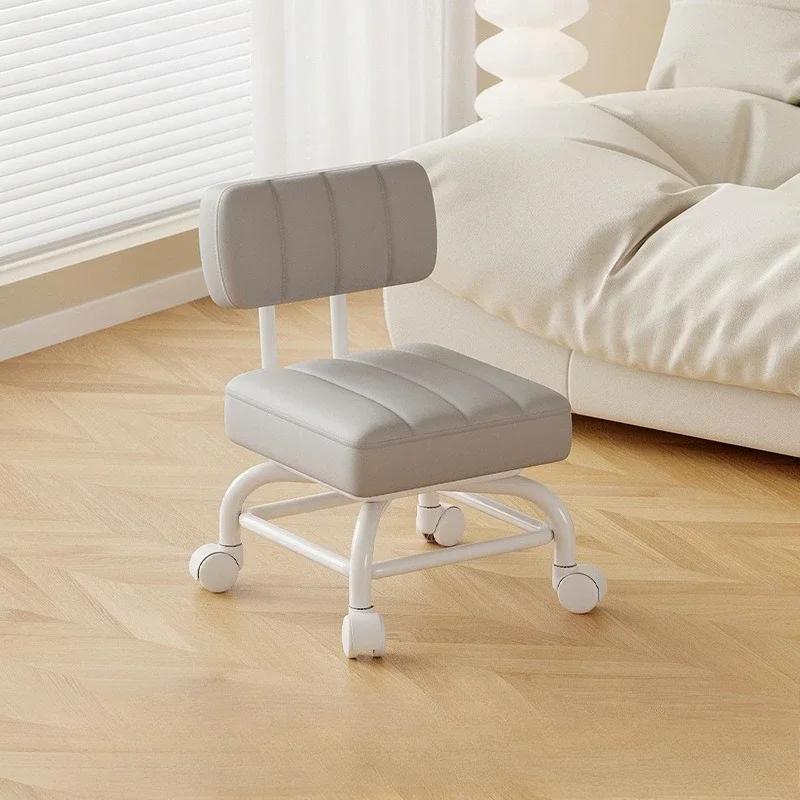 Kleiner Hocker Rückenlehne Universelles Rad Weicher Hocker Kindersofa Couchtisch Kleiner Stuhl Rolle Niedriger Hocker Tragbarer Hocker