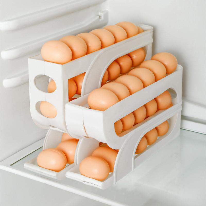 Automatic Roll-out Egg Storage Device Household Refrigerator Storage Box Egg Box Can Hold 30 Eggs High Quality Egg Rack Kitchen