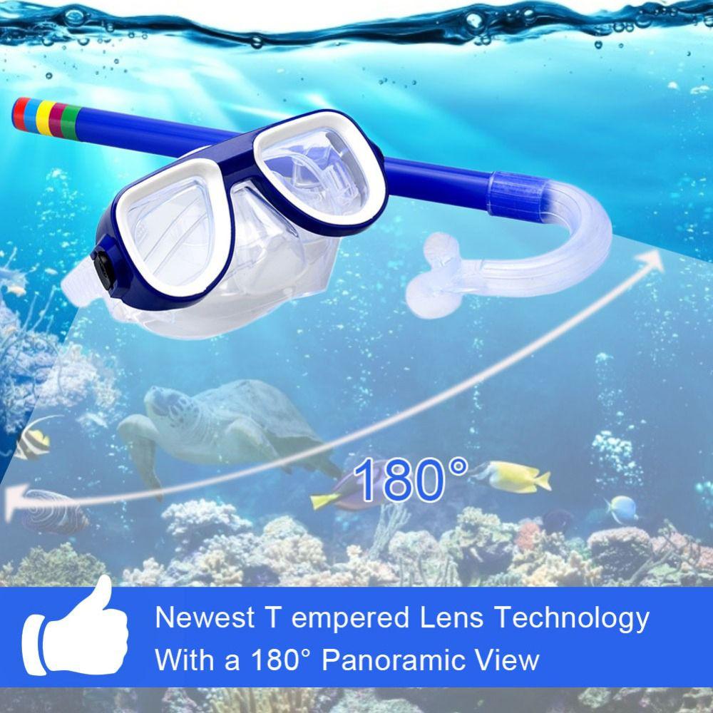 Tube Sec Anti-buée pour la Natation des Enfants Équipement de Snorkeling pour Enfants Lunettes de Plongée pour Enfants Masque de Plongée Sous-marine Ensemble Masque et Snorkel