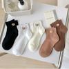 Women's Little Bear Embroidered Socks - Japanese Cute Cartoon Style for Spring & Summer