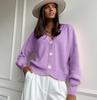 Women's Solid Color Single-Breasted Knitted Cardigan - Autumn/Winter European & American Style