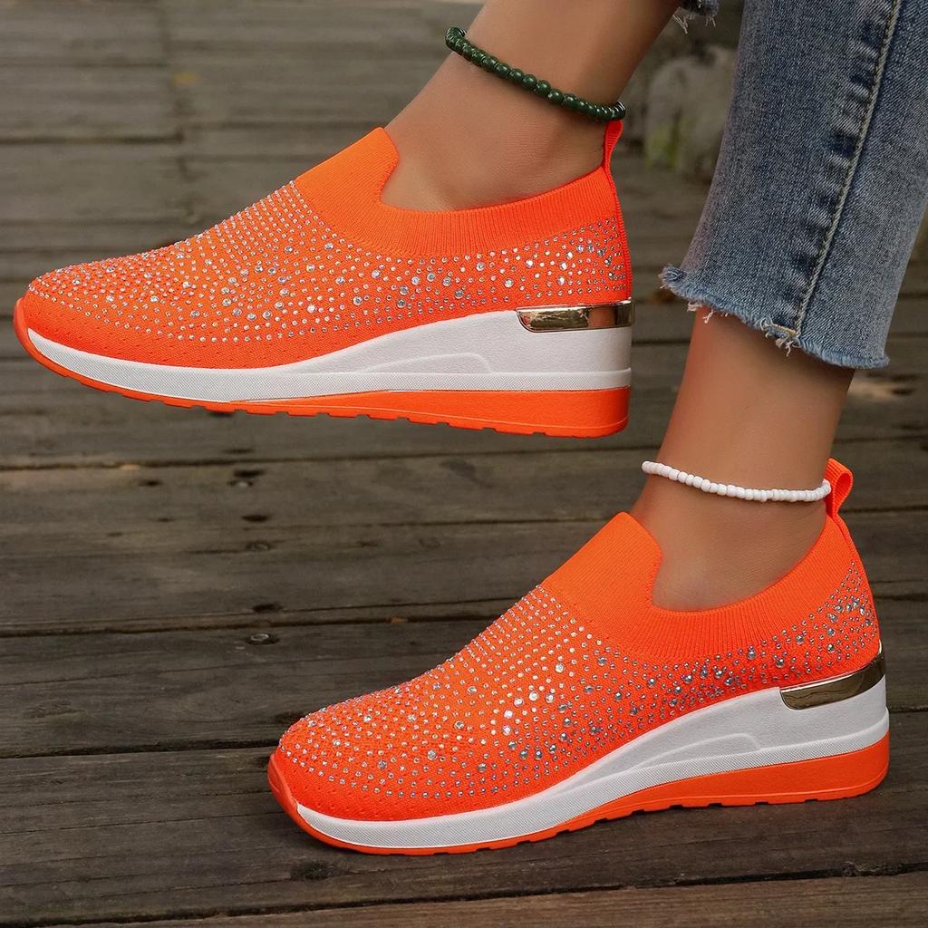 Spring/Autumn Comfortable Sneakers Bling Slip-on Casual Shoes for Women Sneakers Mesh Breathable Light Women's Vulcanize Shoes