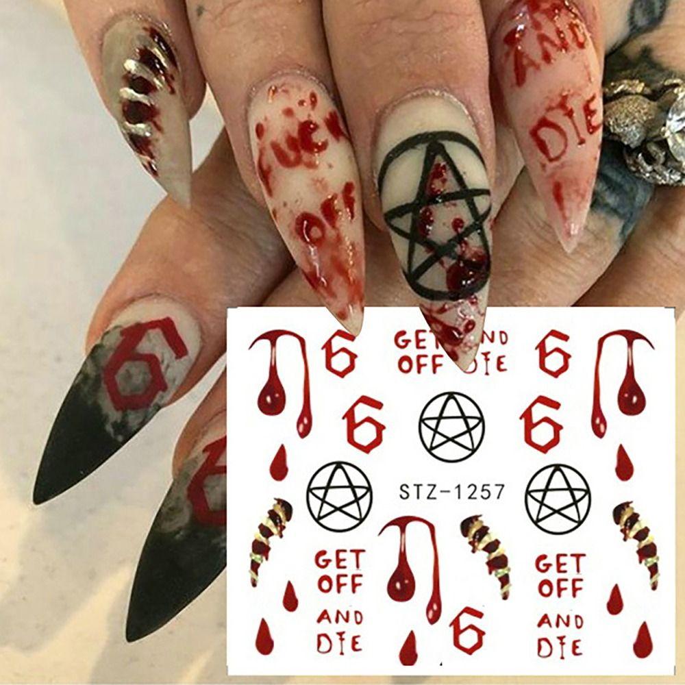 Halloween Skull Nail Art Water Decals Stickers Mummy Ghost Spiders Web DIY Nail Stickers Fake Nail Accessories