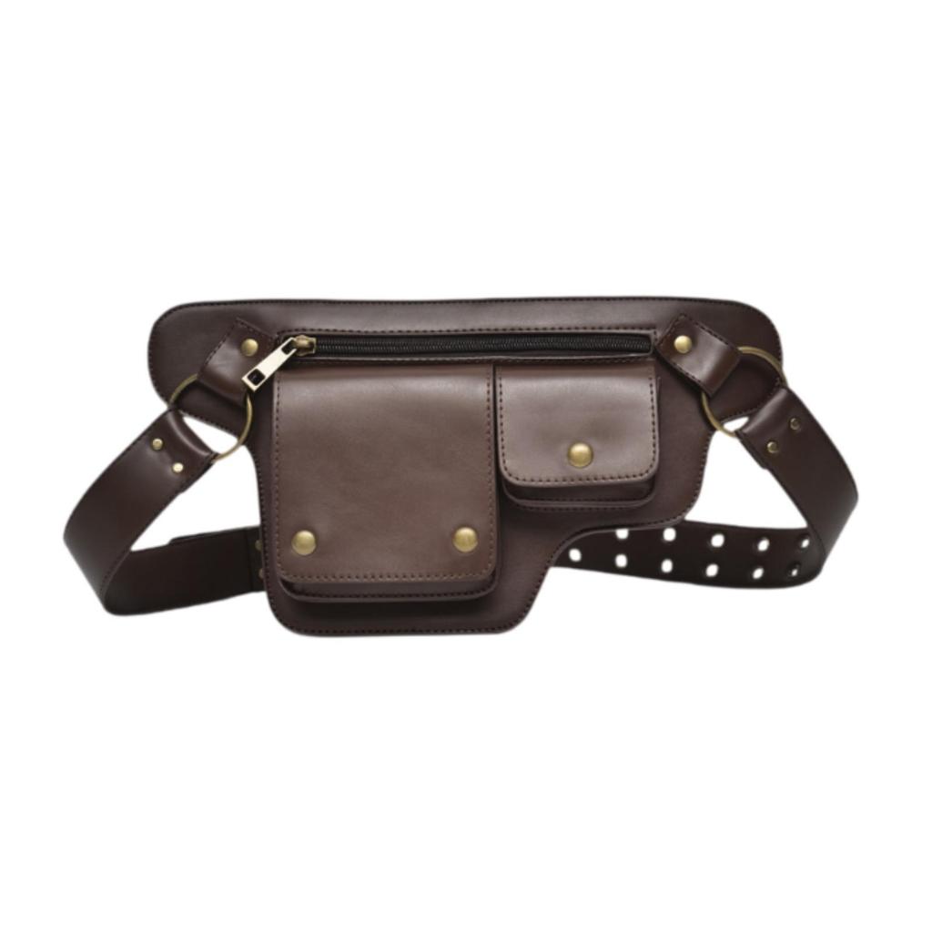 Fanny Pack Phone Bag Wallet Men Women Storage Pouch Waist Bag Waist Pack PU Leather for Workout Hiking Camping Traveling Walking