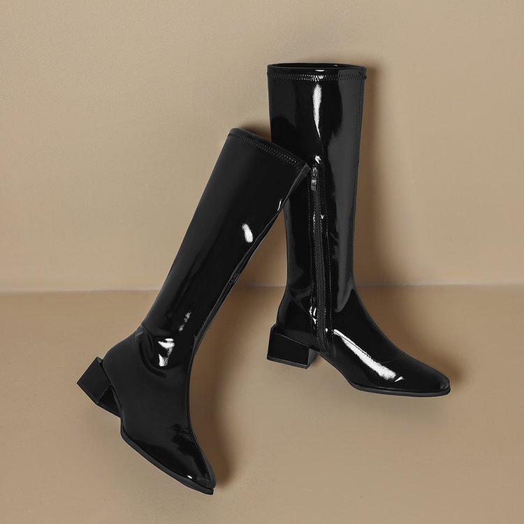 Black Boots Women Want New Pointed-toed High Knight Boots In 2025, But Knee-bright Leather Thick Heel Thin Boots