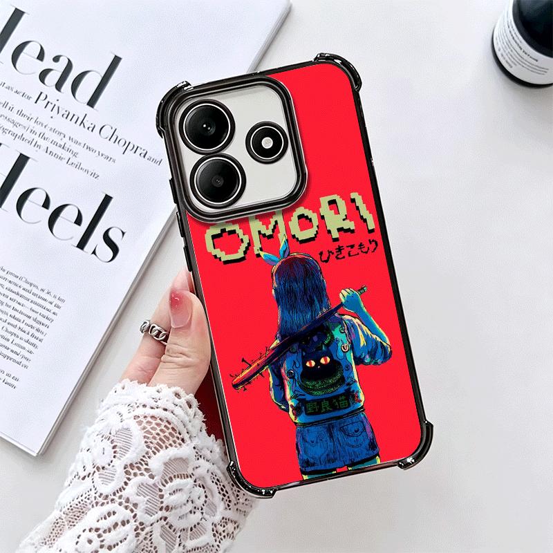 O-Omori Cartoon Game Plating Phone Case For Xiaomi Redmi Note 14 15 Pro Plus 13 12 11 11S 11T 10 9S 9 5G Anti-Fall Airabag Cover