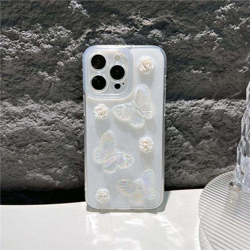 

Glitter Epoxy Mobile Phone Case Is Suitable For Apple 17Promax Flower Iphone16 Butterfly Small Fresh Fine Hole iPhone 7/8/SE 2020