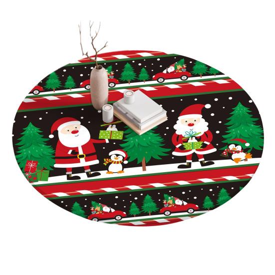 Fitted Christmas Round Tablecloth Holiday Snowflakes Table Cover with Elastic Edge Water-Resistant Christmas Tree Table Cover for Round Tables Dinner