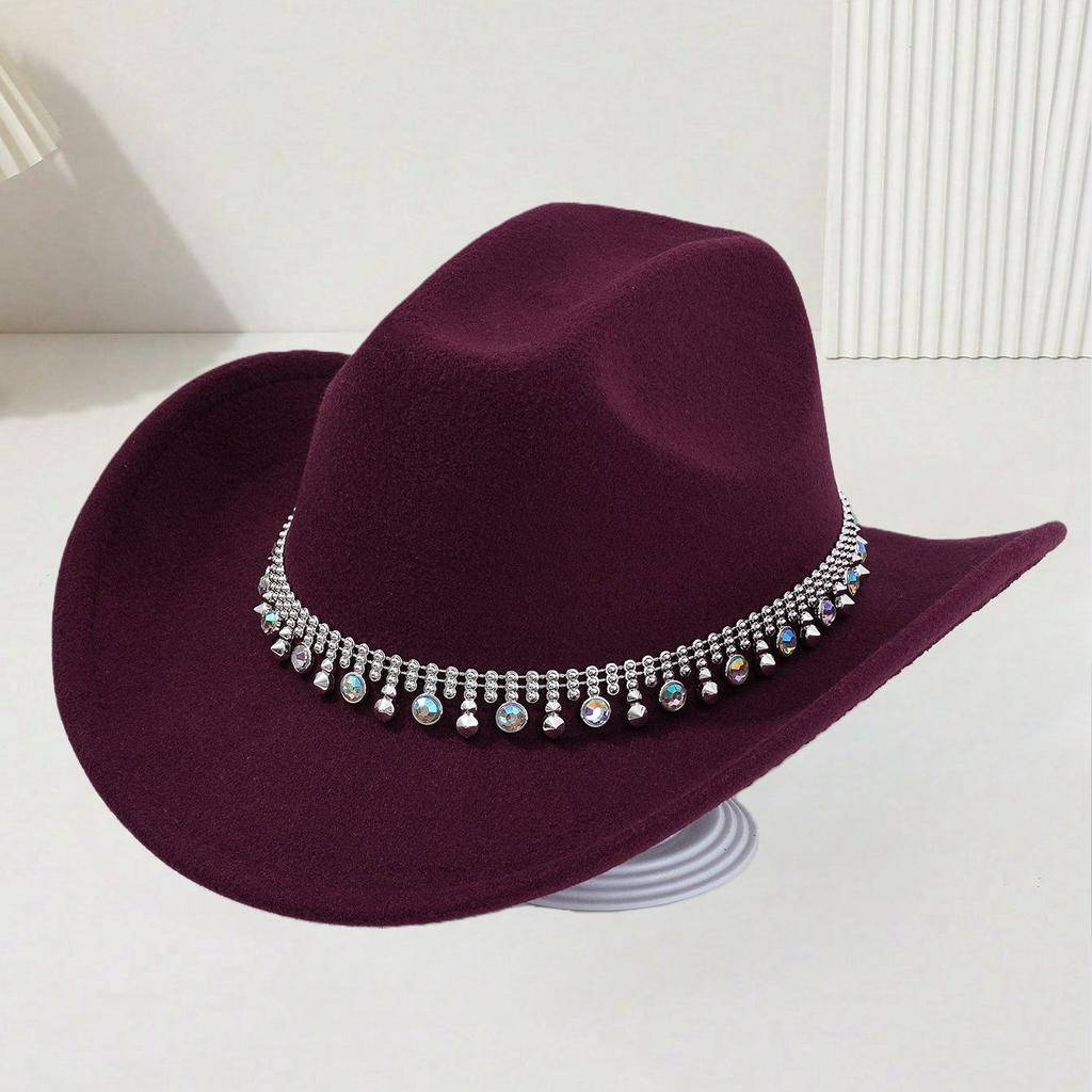 Hot-selling men's and women's colored diamond western cowboy top hat outing party holiday casual jazz hat