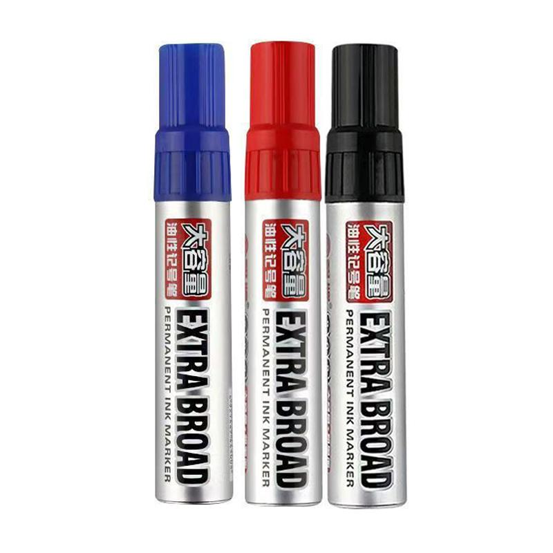 3color Large-Capacity Marker,3mm Round Toe,Oil-Based Big-Ended Marker Pen,Refillable ink,Waterproof,Non-Erasable