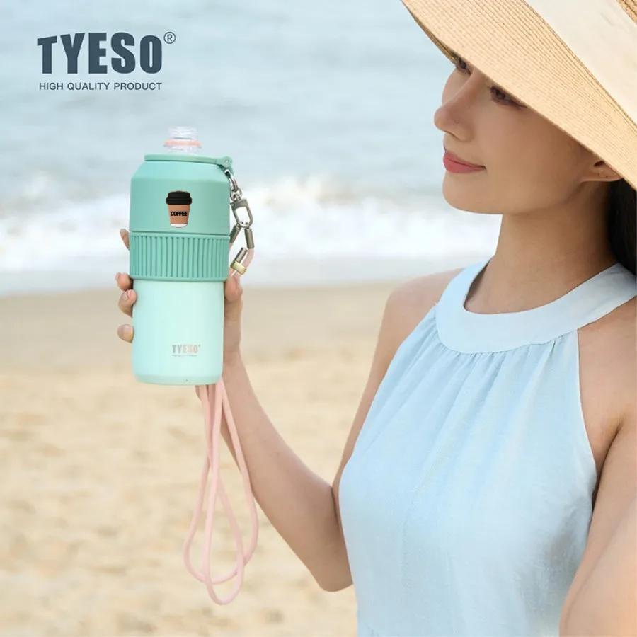 Tyeso 680ML High-Performance Insulated Cold Drink Bottle Portable Lightweight Tumbler for Travel Outdoor Sports Large Capacity with Coffee Sticker