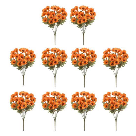 Artificial Mums Realistic Fake Fall Flowers UV Resistant Faux Chrysanthemums for Indoor Flower Arrangement Balcony Outdoor Porch Decor