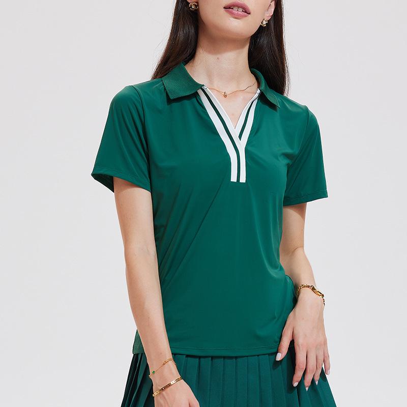 Cai Jue Women's Quick-Dry Short Sleeve Polo for Outdoor Sports & Fitness
