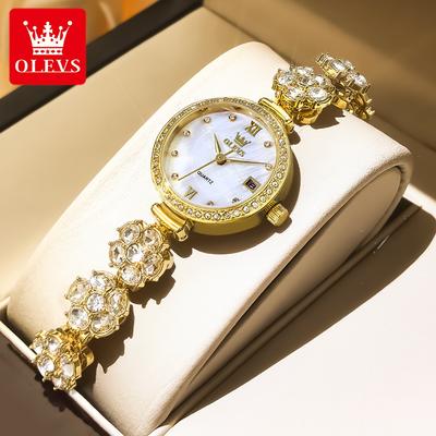 Marke Original Luxus Roségold Armband Rotierende Quarz Uhr für Damen Mode Elegant Diamant Damen Armbanduhr