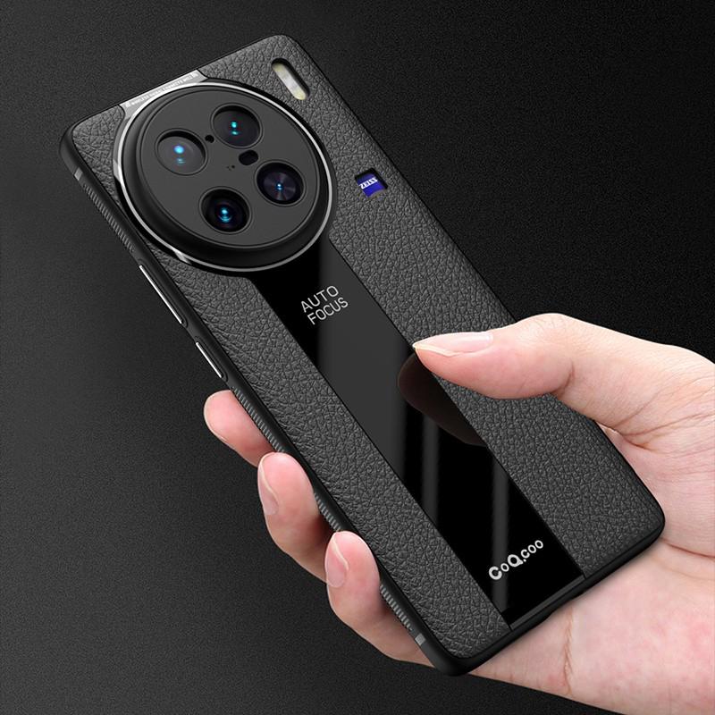 Q.COO Pentru vivo X90 Pro+ 5G Husă de Telefon Rezistentă la Șocuri Piele PU+TPU+Carcasă Spate Acrilică