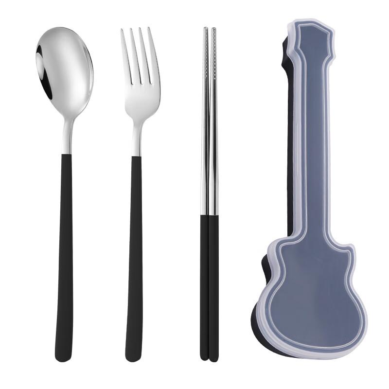 ZISIZ Portable Black & Silver Cutlery Set (3-Pack)